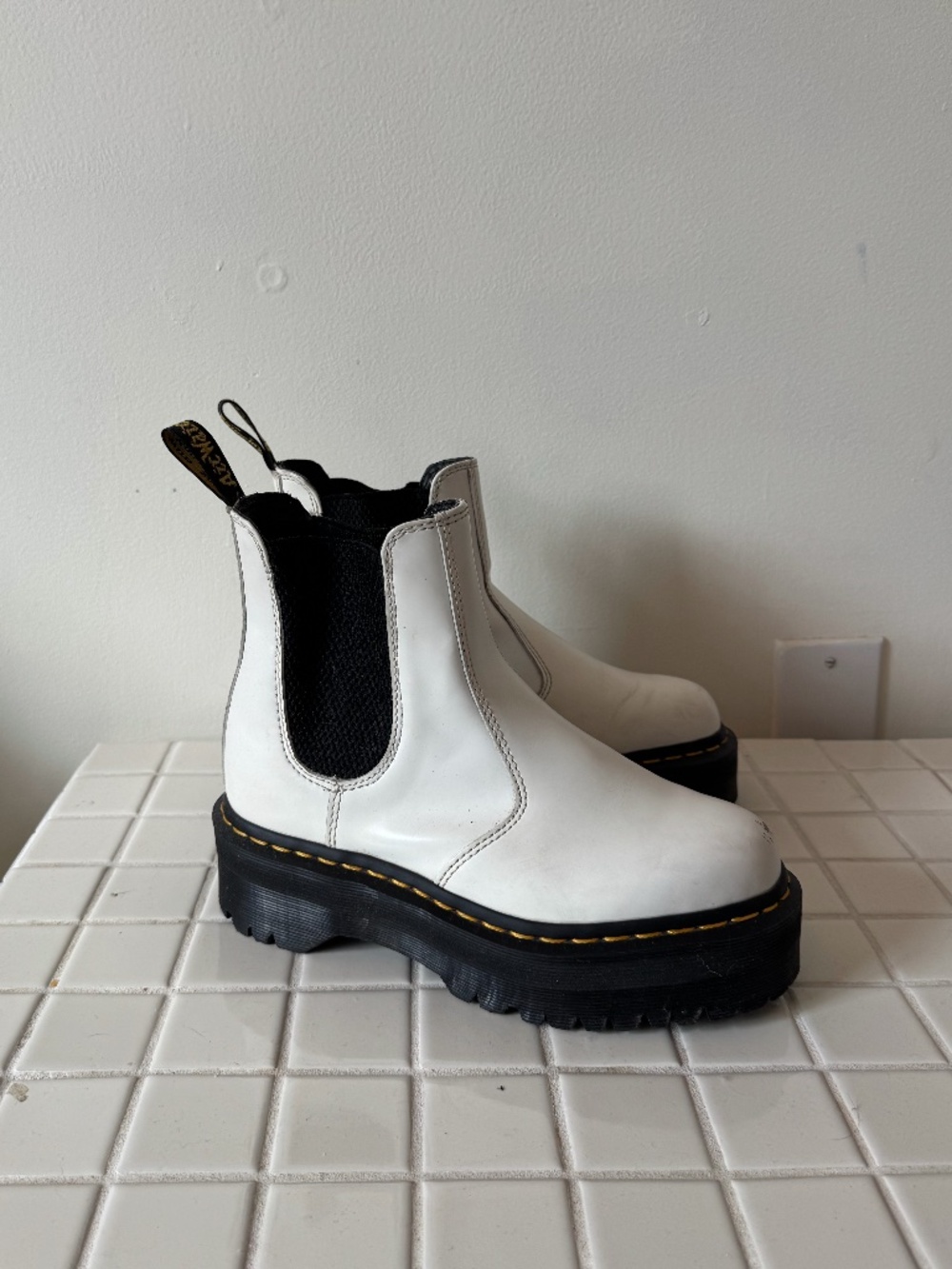 Dr. Martens White Platform Chelsea Boots!